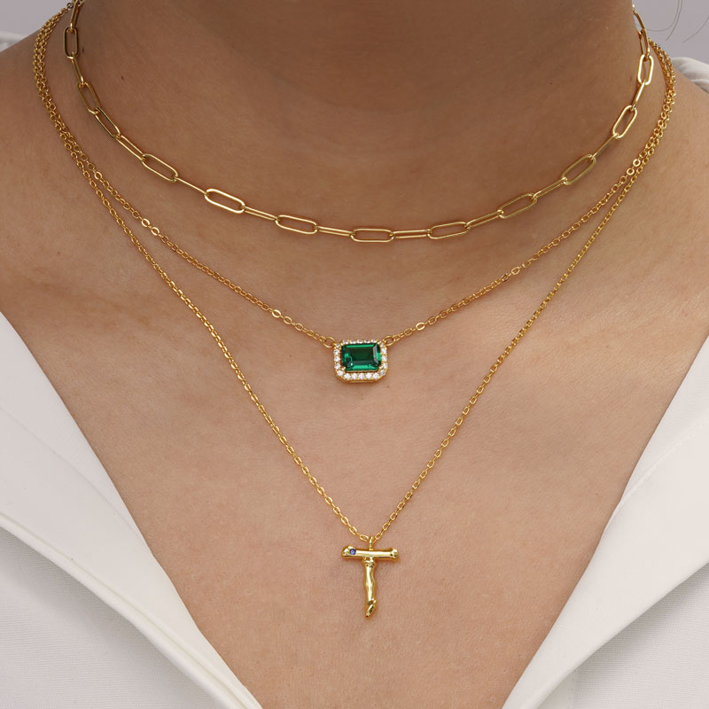 Gnoce Letter T Bamboo Initial Necklace_5
