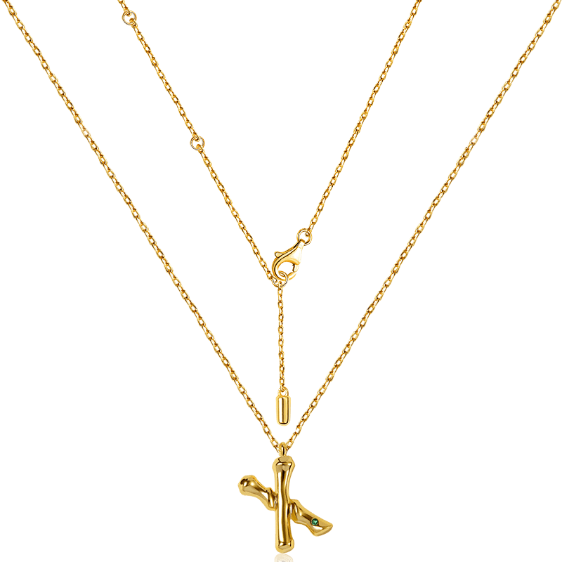 Gnoce Letter X Bamboo Initial Necklace_2
