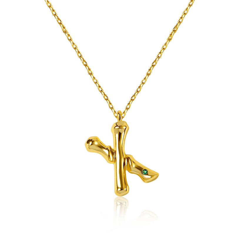 Gnoce Letter X Bamboo Initial Necklace_1