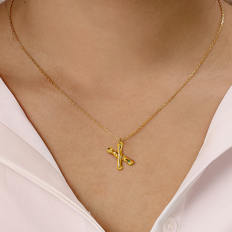 Gnoce Letter X Bamboo Initial Necklace_4