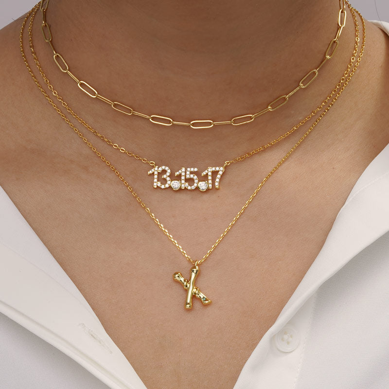 Gnoce Letter X Bamboo Initial Necklace_5