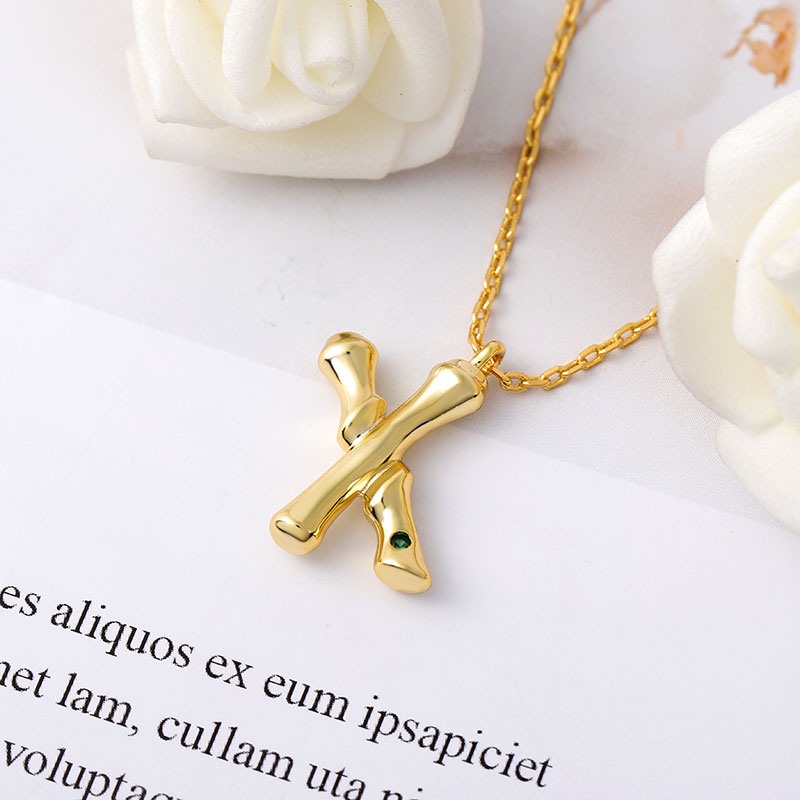 Gnoce Letter X Bamboo Initial Necklace_3