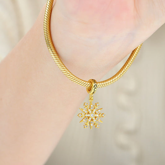 Snowflake Pendant Dangle Charm Sterling Silver 18k Gold Plated_3