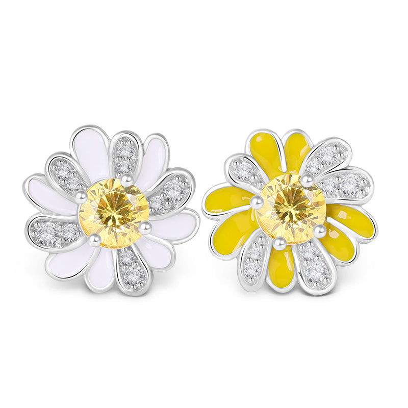 Gnoce Daisy Yellow CZ Earrings Platinum-plated Silver Blend_1
