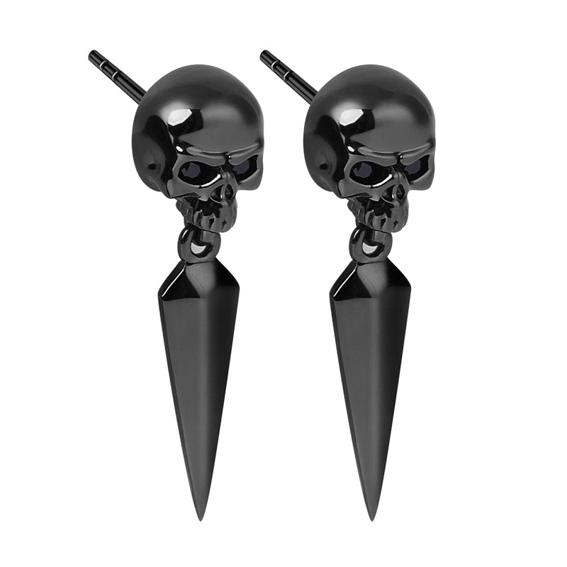 Gnoce Skull Black Plated Earrings_2