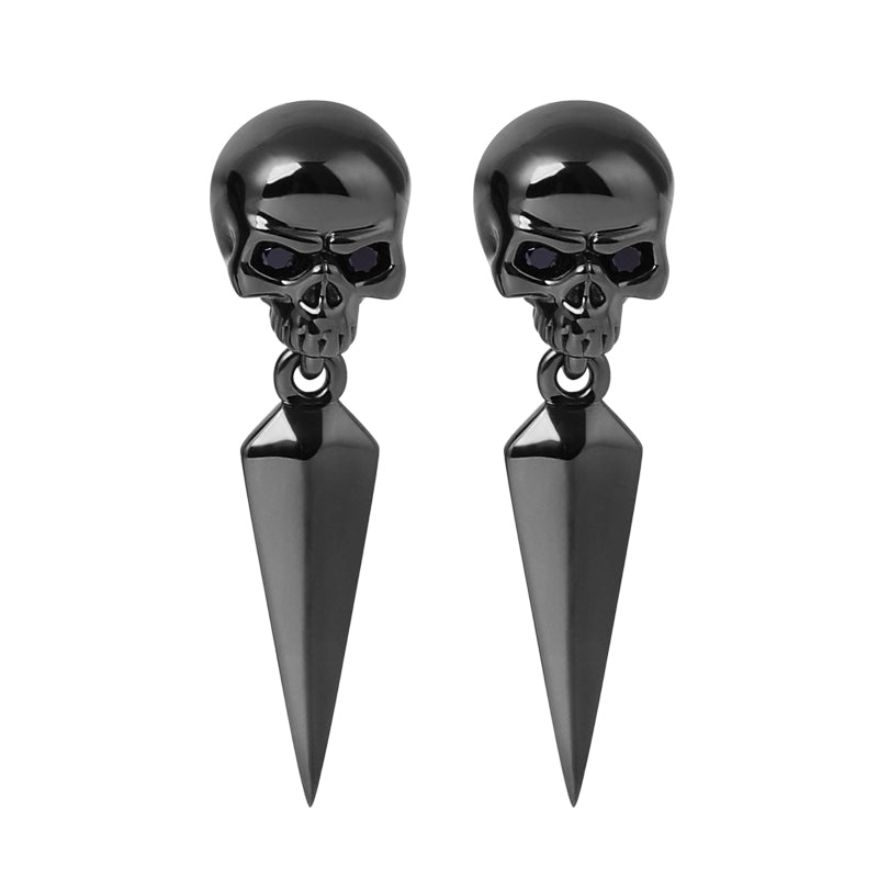 Gnoce Skull Black Plated Earrings_1