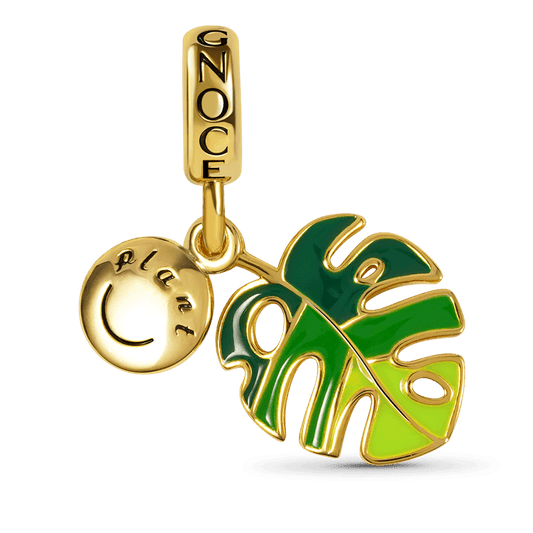 Monstera Deliciosa Liebm Pendant Dangle Charm Sterling Silver 18K Gold Plated_1