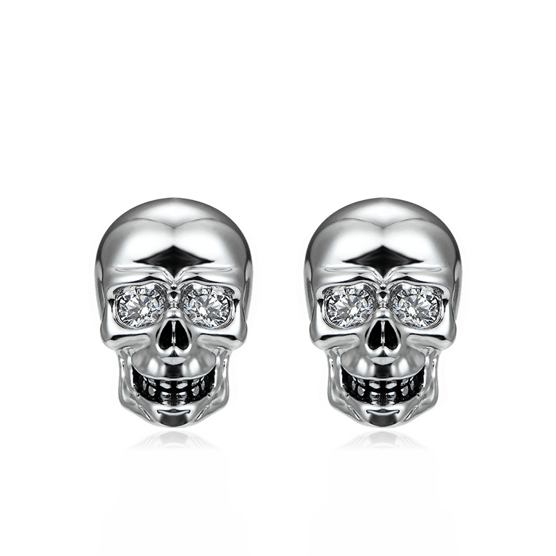 Silver Skull Studs with Sterling Silver_1