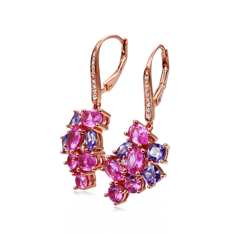 Purple Grape Drop Earrings with Rose Gold Plated Sterling Silver_2